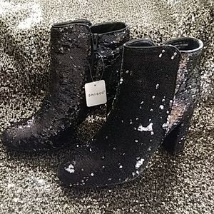 Black & Silver Two Way Sequin Boots